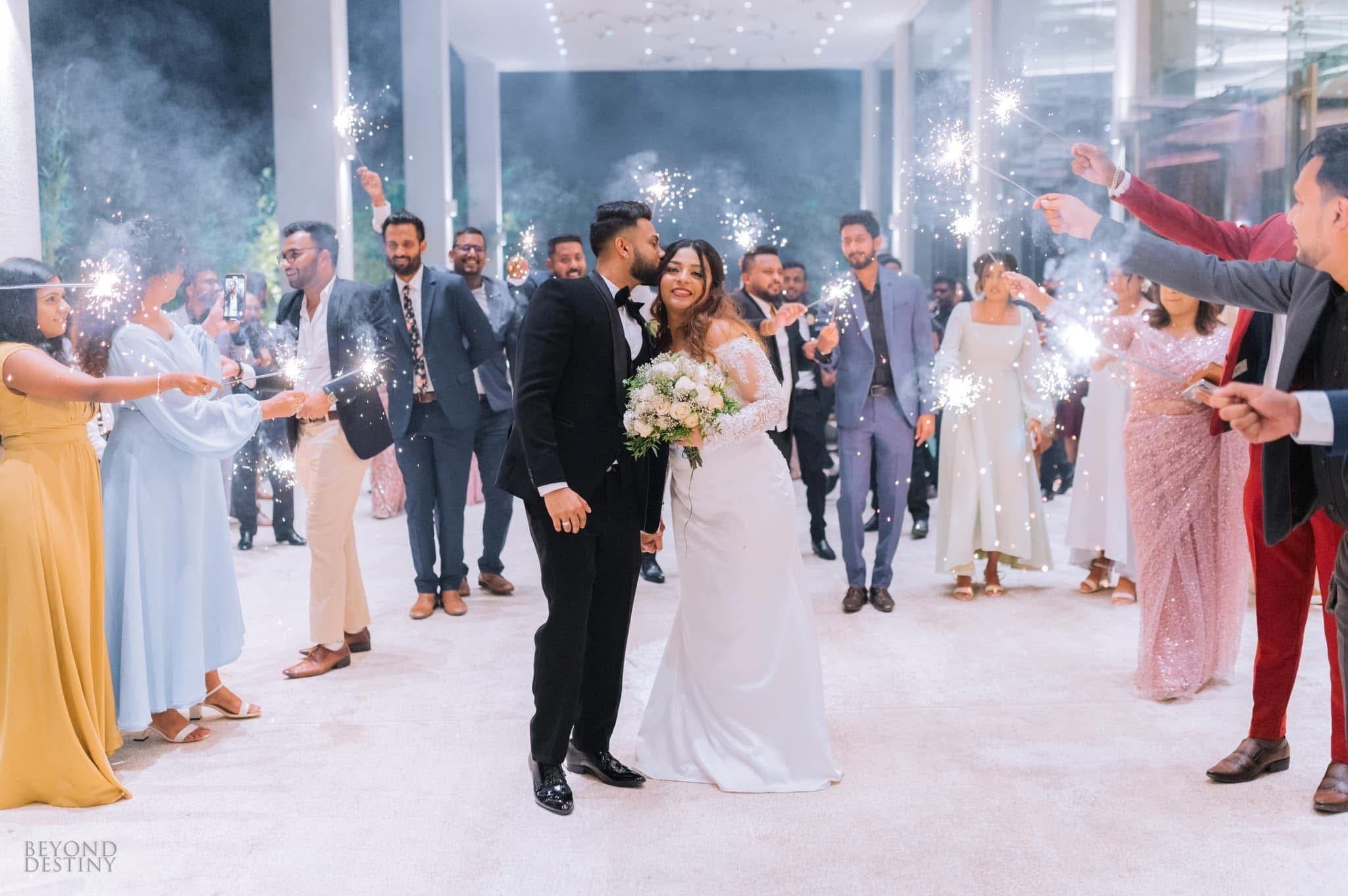 Bride and groom walking down the aisle