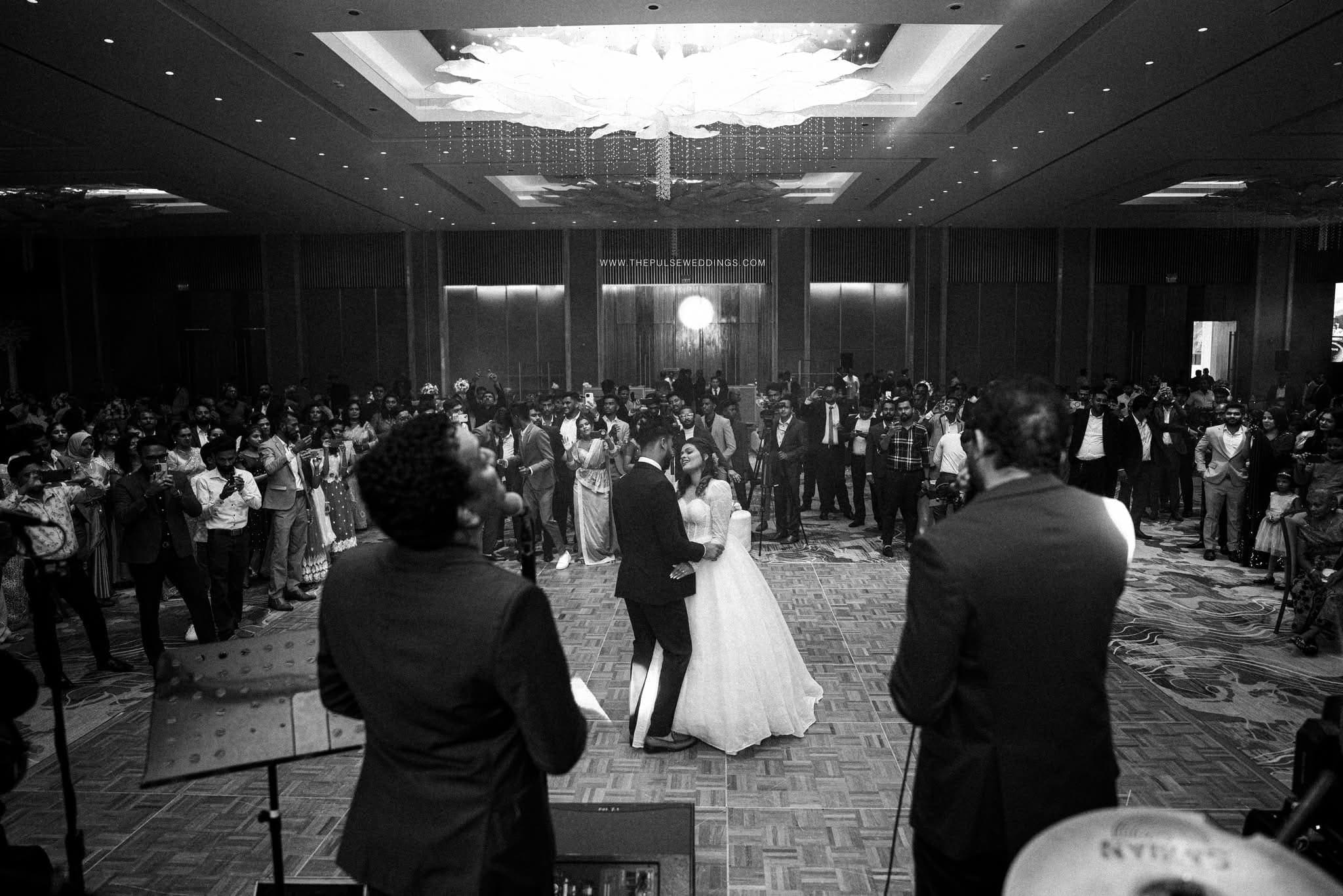 Guests celebrating at a wedding reception